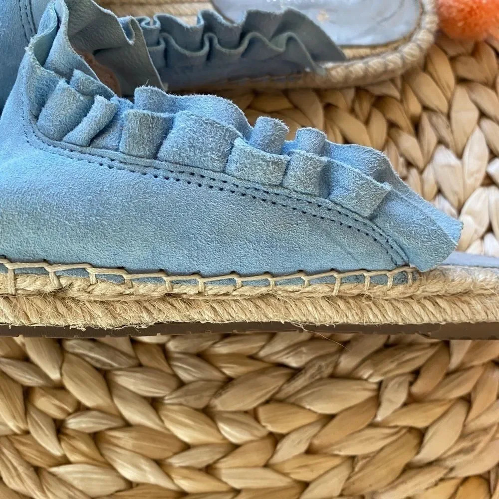 Kate Spade Ruffle Suede Blue Mules 9 - Picture 7 of 7